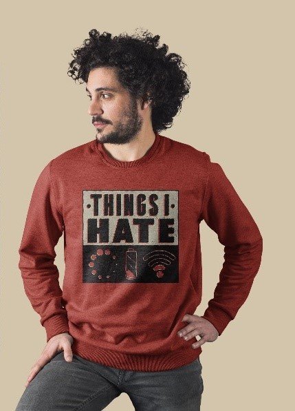Vakum Berry Red Round Neck WIFI Printed T Shirt